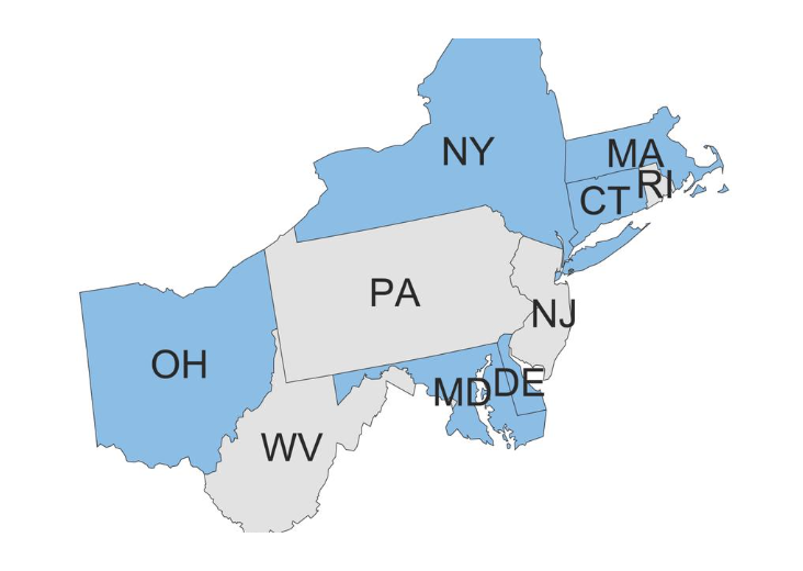 map pennsylvania and surrounding states