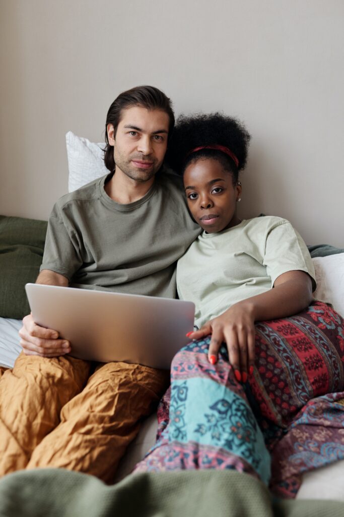 young couple with laptop